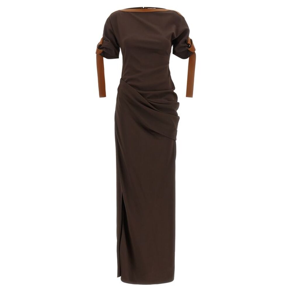Ferragamo Brown Viscose Long Women's Dress